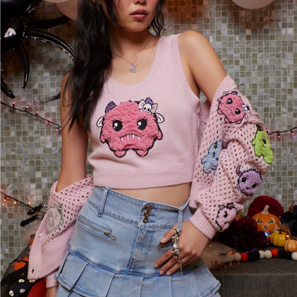 Sweet Society‎ Fuzzy Monster Cardigan & Tank Top Set Hot Topic Halloween